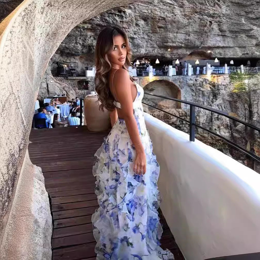 Women's Off-Shoulder Chiffon Maxi Evening Dress
