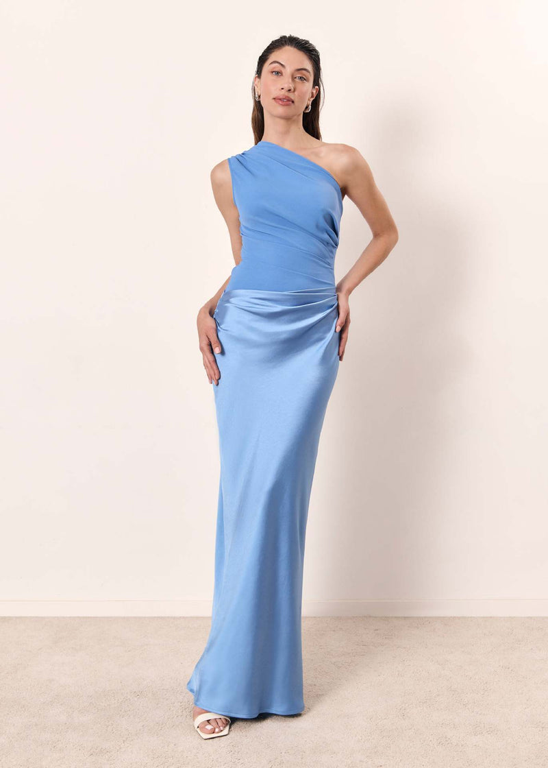 One-Shoulder Backless Bodycon Dress - Sky Blue
