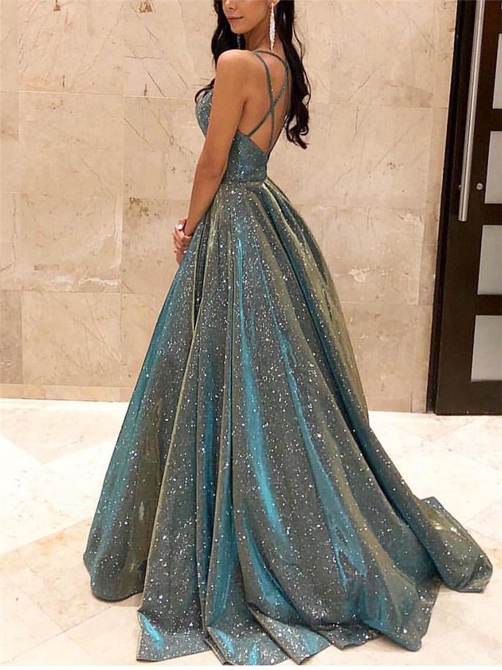 Women's Strapless Sequin A-Line Evening Gown