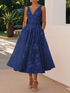 Women's V-Neck Floral Print Evening Maxi Dress