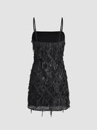 Fringe Short-Sleeve Party Dress