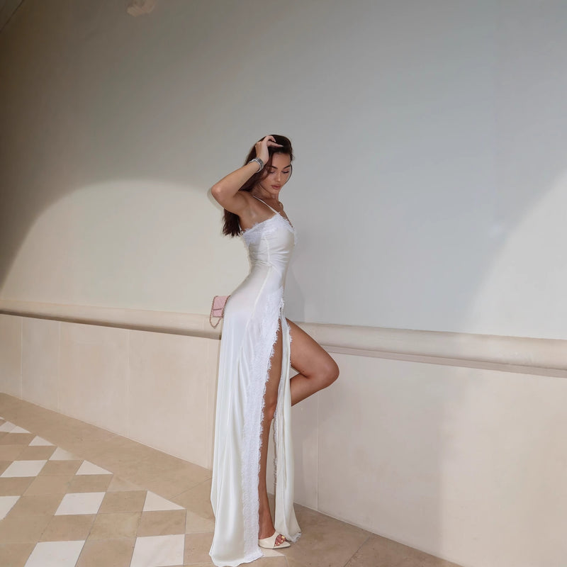 Women's Sleeveless Maxi Wedding Dress with Slit