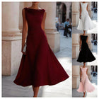 Women's Cowl-Neck Sleeveless A-Line Midi Evening Dress