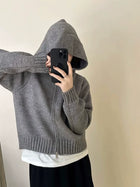 小清新绿色连帽卫衣针织开衫女士秋冬新款宽松外穿软糯毛衣外套潮