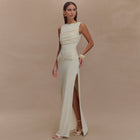 Sleeveless Ruched Backless Maxi Dress