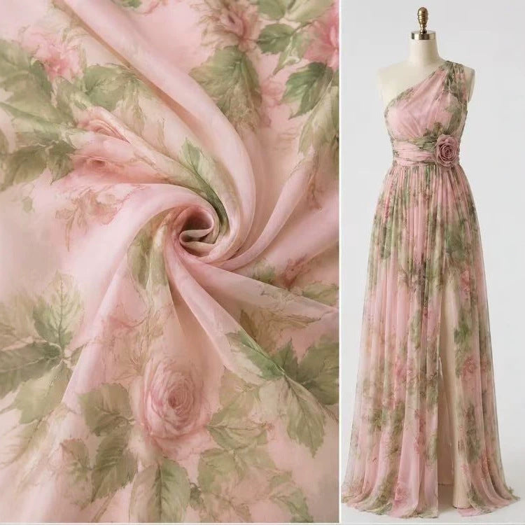 Floral Chiffon High-Waist Maxi Dress