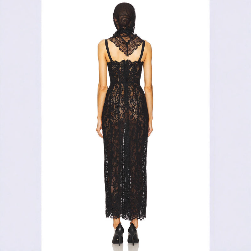 Women's Off-Shoulder Lace Maxi Evening Dress