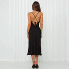 Women's Green Cowl-Neck Open-Back Maxi Dress with Slit