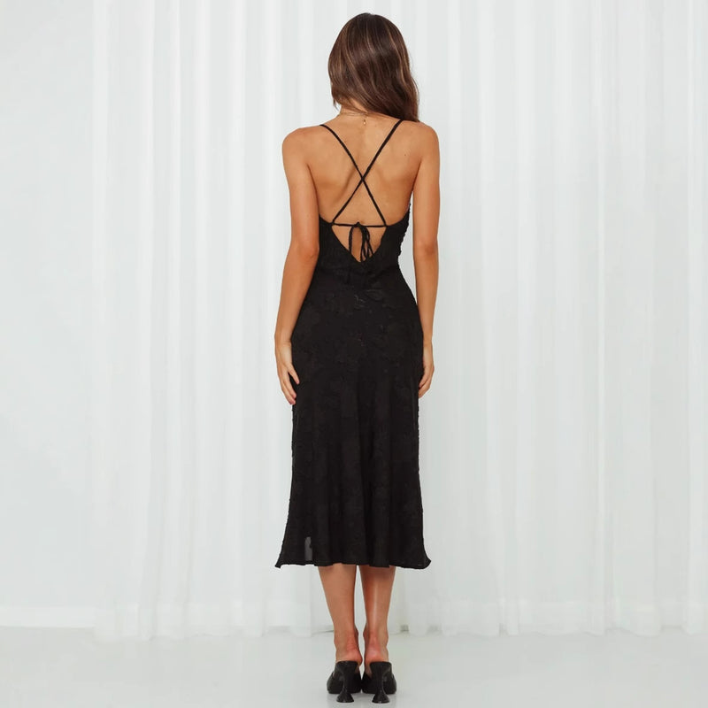 Women's Green Cowl-Neck Open-Back Maxi Dress with Slit