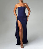 Women's Strapless High-Slit Maxi Evening Dress