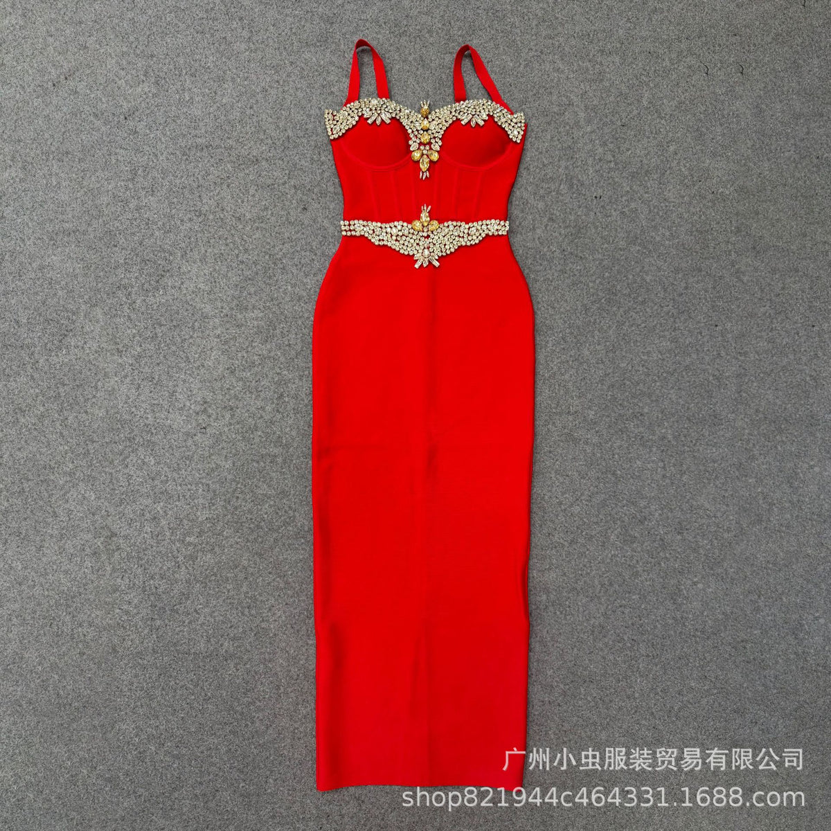 Women's Spaghetti-Strap Bandage Evening Dress - Red