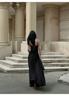 Satin Corset A-Line Maxi Dress - detail or back view