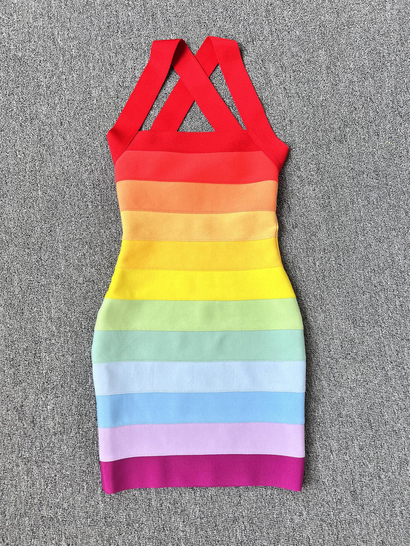 Women's Spaghetti-Strap Bandage Ombre Mini Cocktail Dress