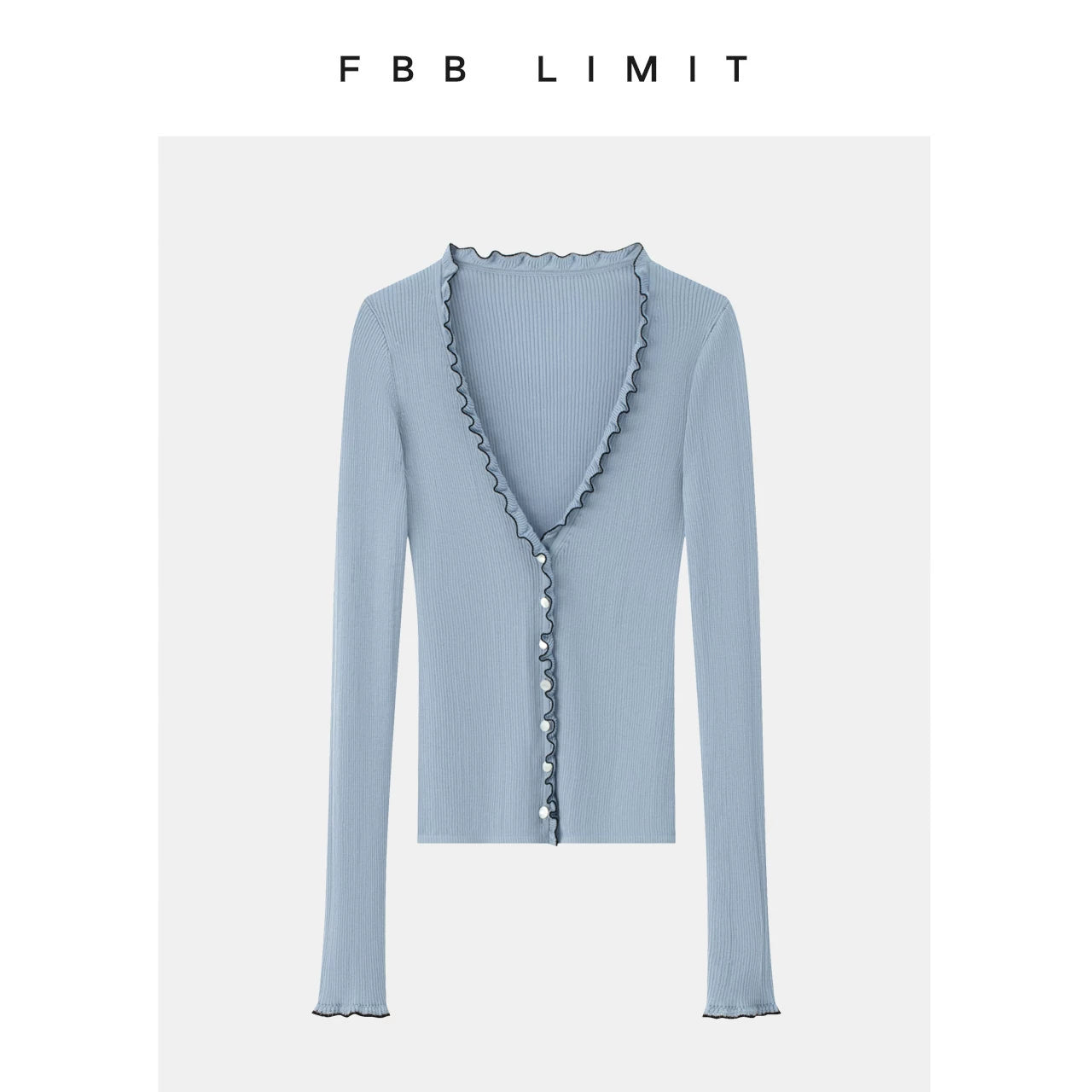 Fbblimit【夏日告白】莱赛尔天丝撞色木耳边针织开衫提花针织伞裙