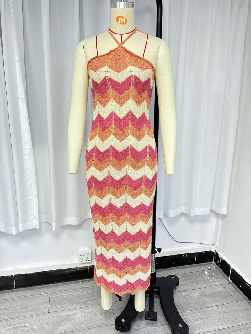Crochet-Panel Beach Maxi Dress