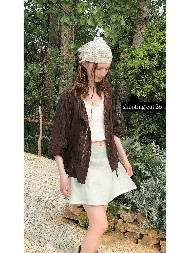 Letm 夏天可以穿的开衫’镂空坑纹针织复古手工感松弛薄外套女