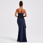 Women's Strapless Maxi Evening Dress with Open Back