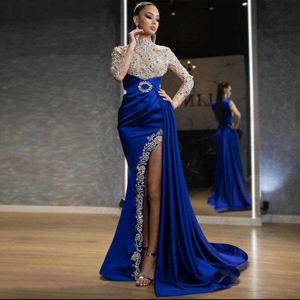 Women's High-Neck Evening Dress with Slit