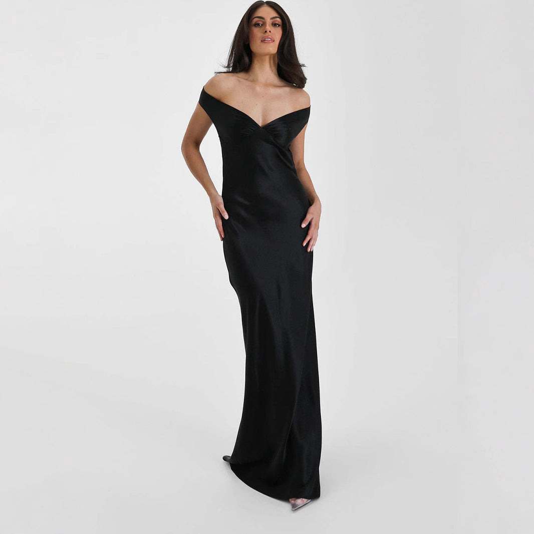 Women's Satin Off-Shoulder Mermaid Evening Gown