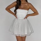 Women's Strapless Mesh Evening Dress with Open Back