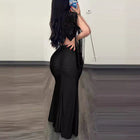 Women's Sequin Slit Dress with Fringe Sleeves