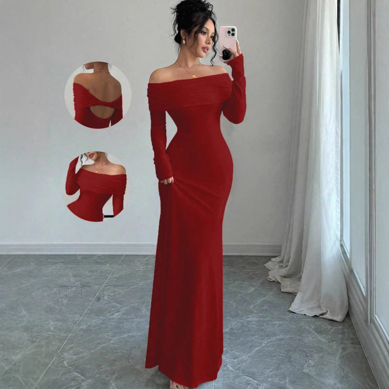 Women's Long-Sleeve Maxi Evening Dress