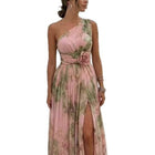 Floral Chiffon High-Waist Maxi Dress