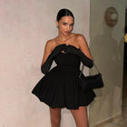Women's Strapless Ruched A-Line Mini Cocktail Dress