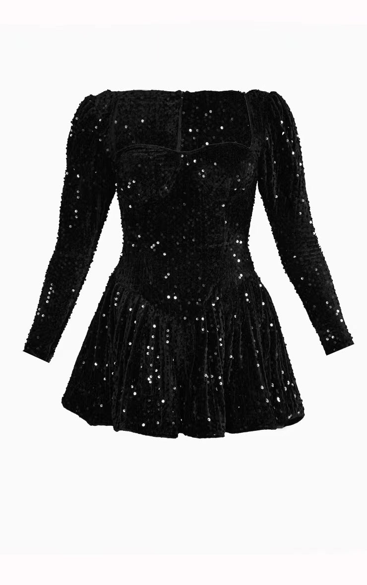 Women's Long-Sleeve Sequin Mini Cocktail Dress