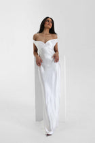 Women's Satin Mermaid Maxi Evening Dress - White