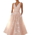 Women's V-Neck Floral Print Evening Maxi Dress
