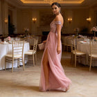 Women's V-Neck Sequin Maxi Evening Dress with Open Back