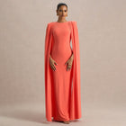 Women's Round-Neck Ruched Maxi Evening Dress