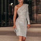 Women's One-Shoulder Sequin Evening Dress