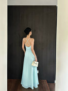Mint Twist Front Cutout Halter Maxi Dress - detail or back view