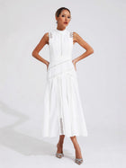Women's Sleeveless Lace-Panel Maxi Evening Dress