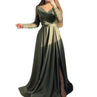 Women's Lace Ruffle Maxi Evening Dress