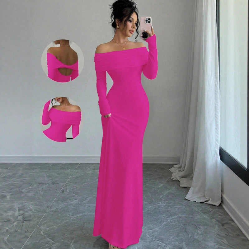 Women's Ruched Bodycon Maxi Evening Dress