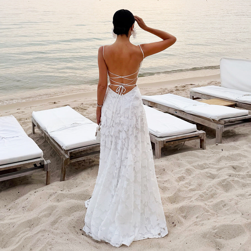 Women's Backless Spaghetti-Strap Maxi Evening Dress