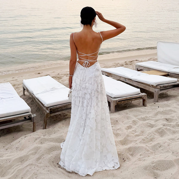 Women's Backless Spaghetti-Strap Maxi Evening Dress