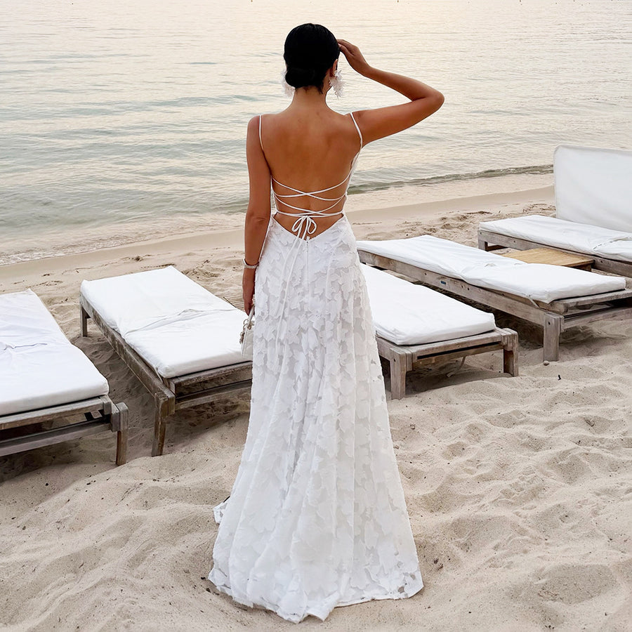 Women's Backless Spaghetti-Strap Maxi Evening Dress
