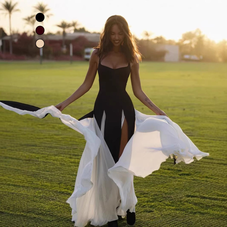 Color-Block Slit Maxi Dress