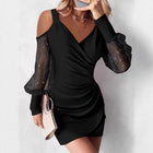 Women's Mesh Ruched Bodycon Mini Cocktail Dress
