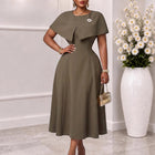 Women's Round-Neck A-Line Midi Evening Dress