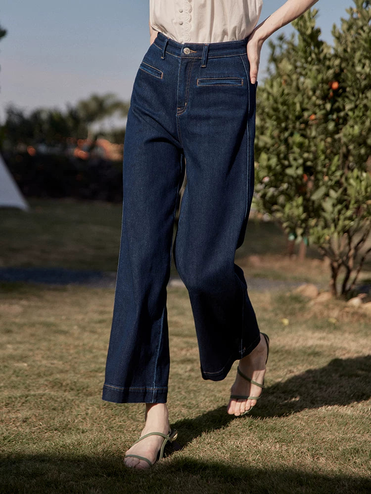 Vintage High Waist Straight Wide Leg Jeans for Women