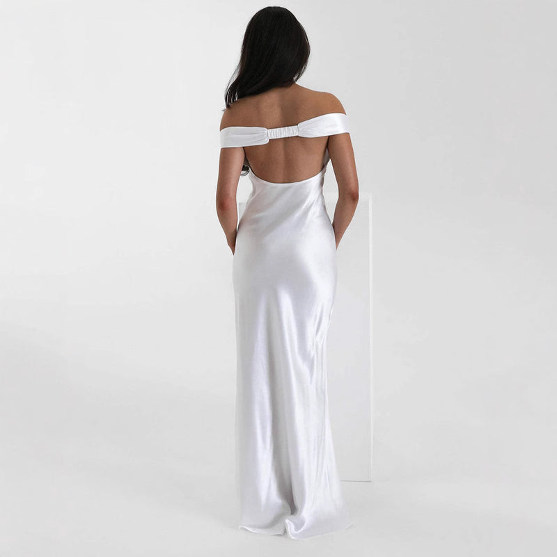 Women's Satin Off-Shoulder Mermaid Evening Gown