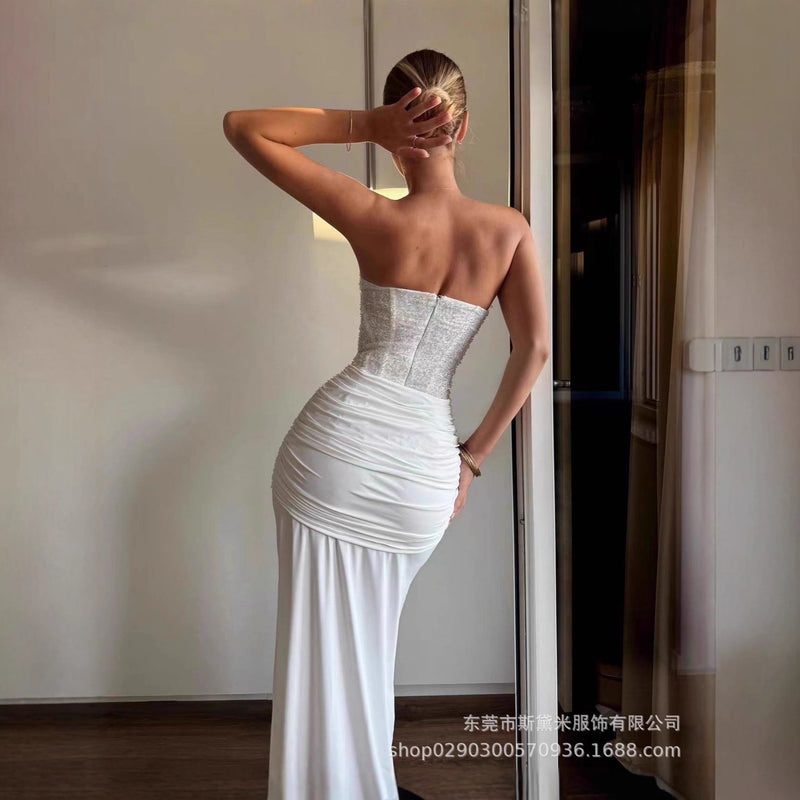 Women's Strapless Sequin Maxi Evening Dress