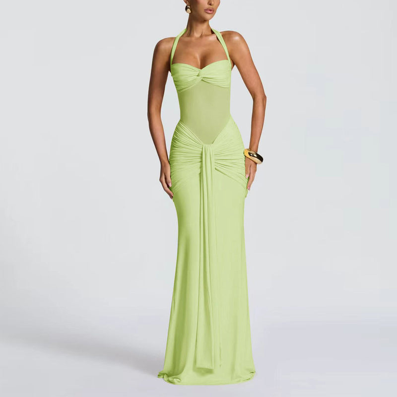 Women's Halter Ruched Bodycon Evening Dress