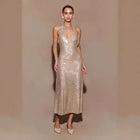 Women's Deep V-Neck Sequin Mini Cocktail Dress