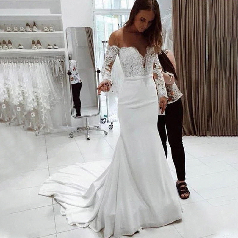 Off-the-Shoulder Lace Mermaid Wedding Dress - product photo 3